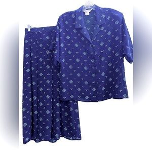 Unique Vintage Blouse & Skirt Set Size 10 Boxy Top Midi Skirt Cute 80s 90s